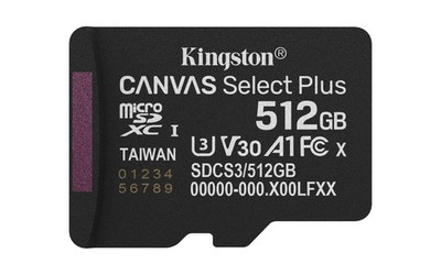 Kingston Technology 512GB micSDXC Canvas Select Plus Gen3 150R A1 (Ohne SD-Adapt