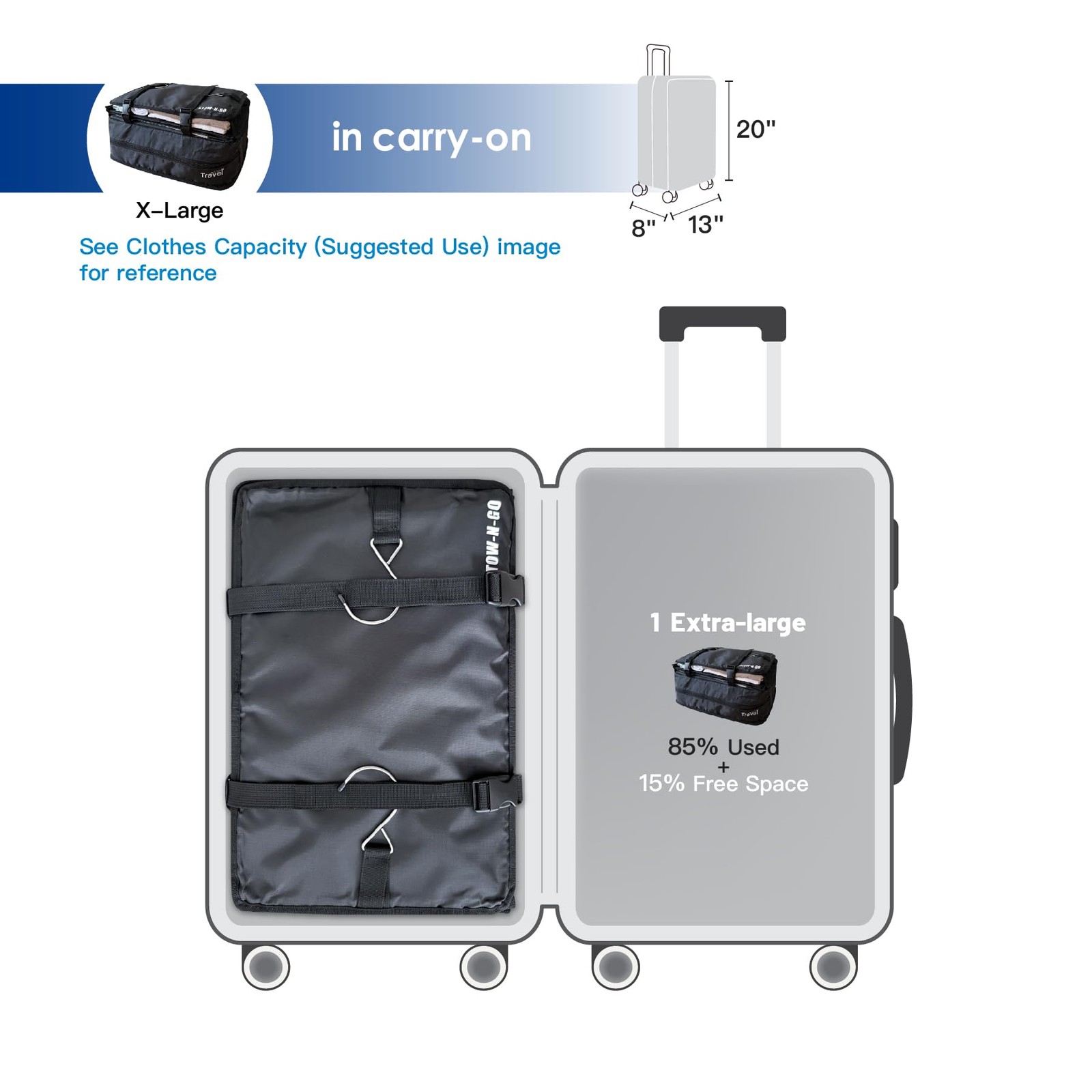 Stow-N-Go Travel Luggage Organizer – Portable Hanging Travel Shelves, Carry-O...