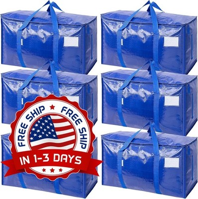 Paquete De 6 Bolsas De Mudanza Extra Resistentes Y Grandes Con Cremallera Resis.