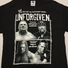 Vintage WWE Unforgiven 2002 Shirt Large Lesnar Undertaker Triple H RVD *DRY ROT*