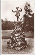 Liverpool RPPC Vintage Postcard Peter Pan Statue Sefton Park Merseyside England