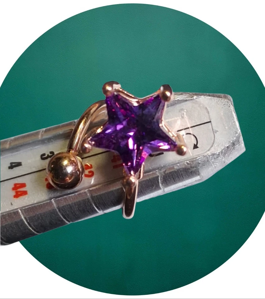 Фиолетовое спиральное кольцо для живота с фианитом - Изображение 2 из 2