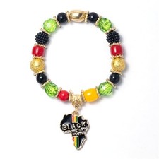 Juneteenth Africa Bracelet for Women Colorful Africa Map Heart Beaded Stack - 03