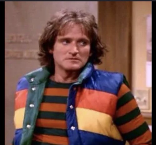 VTG Ski Daddle Blue Rainbow MORK & MINDY PUFFER VEST ASHTON KUTCHER 70’s Show