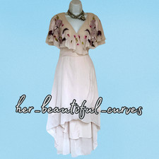 ASOS EMBROIDERED CRANE BIRDS & FLORAL PATTERN OCCASION PARTY DRESS SIZE 14