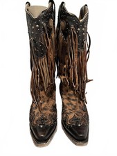 NEW with box Corral Leopard Fringe brown/black boots, women's size 8.5