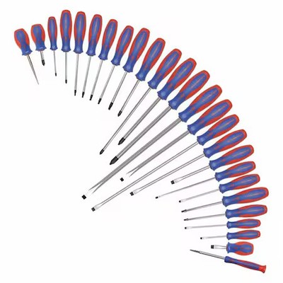 Westward 401L81 Magnetized Tip Screwdriver Set, Phillips- Slotted- Square- Torx