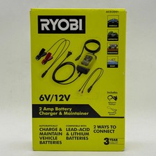 New Ryobi AC0i2001 6V/12V 2 Amp Battery Charger  Maintainer