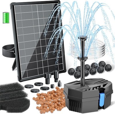Biling Solar Teichfilterpumpe 8W mit Batterie Backup für kleine Teiche Wasser Featu
