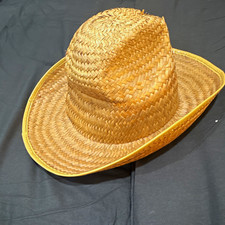 Tan Straw Cowboy Hat Wide Brim Solid Western ...