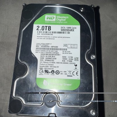 2TB Western Digital Caviar Green WD20EARX-00PASB0 SATA 3.5  HD | Tested
