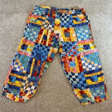 Jams World Vintage Women's Patchwork Print Capri Pants Size M Elastic Waist