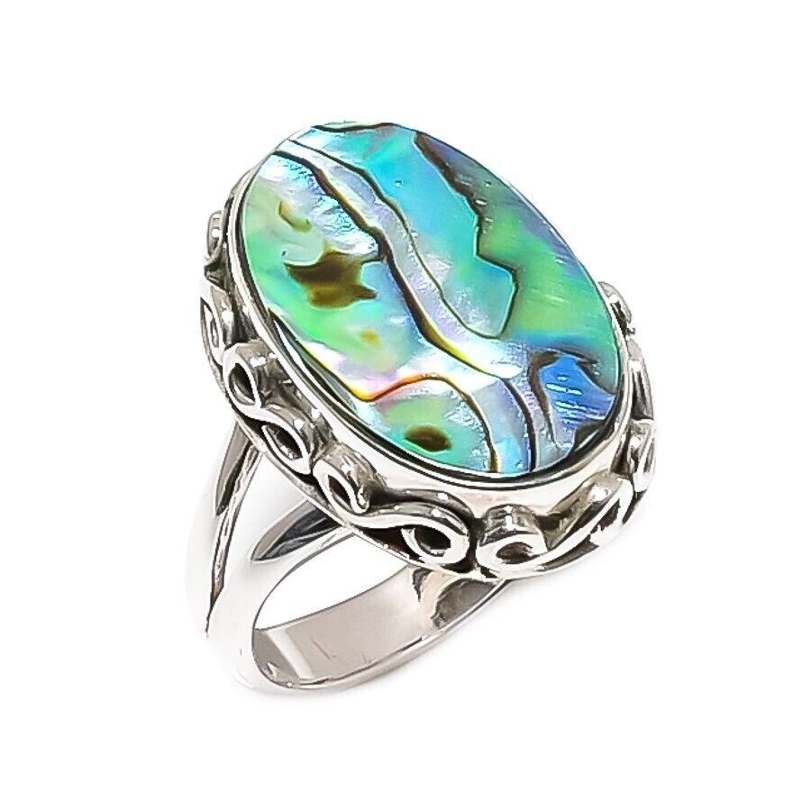 Malachite Gemstone Sterling Silver Ring - Adjustable Handmade 925 Silver Ring