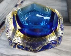 MCM Vintage Flavio Poli Mandruzzato Murano Glass Sommerso Faceted Geode Bowl