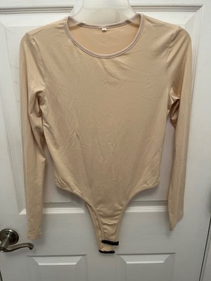 US Womens Long Sleeve Bodysuit Leotard Bodycon Crew Neck Bodysuit Jumpsuits Tops