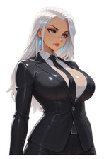 3041 Business Lady Sticker, Made In USA, Laminated, Sexy, Waifu, Busty, Curvy