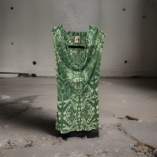 Sweet Pea by Stacy Frati - size S - GREEN IKAT Print   Nylon mesh tank top