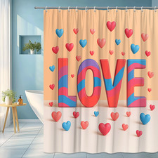 Colorful Love Shower Curtain - Fun Hearts Design for Kids Bathroom