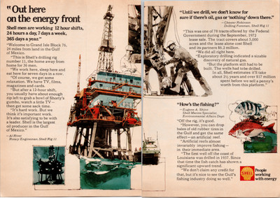 Shell Offshore Oil Rig Energy Print Ad 1972 Vintage Magazine Gulf of Mexico