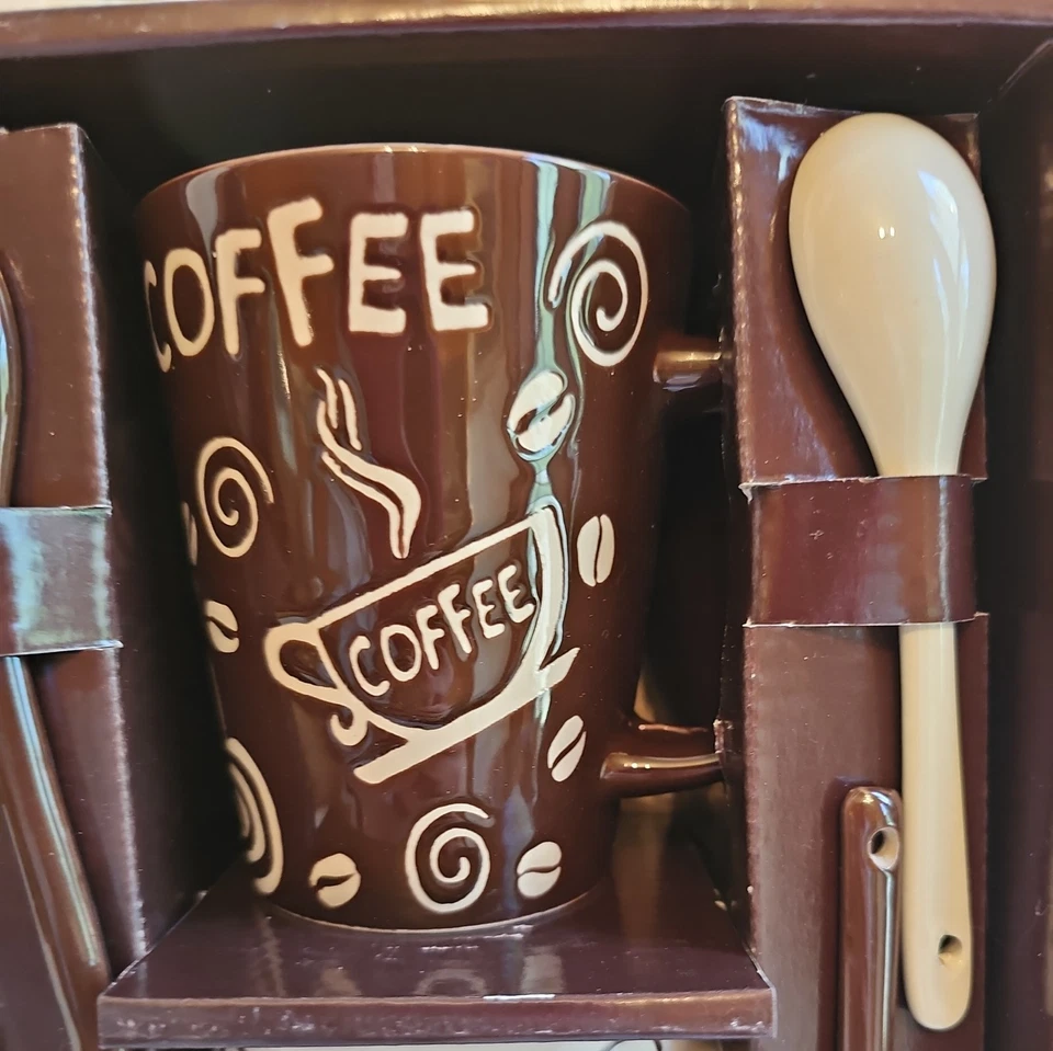 Juego de Taza y Cuchara, Home Essentials and Beyond, 8 Piezas Nuevo Marrón y Beige Foto 3 de 4