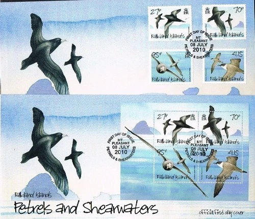 falkland islands 2010 petrels AND shearwaters set of 2 fdc MT PLEASANT