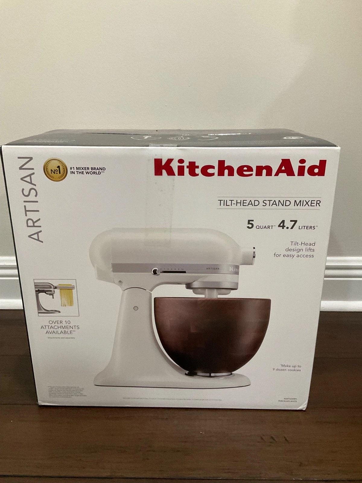 NEW-KitchenAid KSM156WBPL Artisan Series 5 Quart Tilt-Head Stand Mixer, WHITE