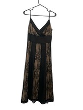 Loft Ann Taylor Black Lace Dress Spaghetti Strap Size 8
