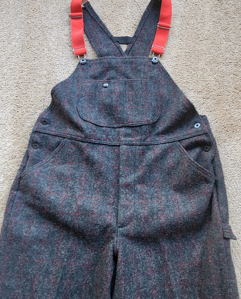 Woolrich Malone Heavyweight Wool Adjustable Bib Overalls 1994 Men's Size L - Image 2 of 4