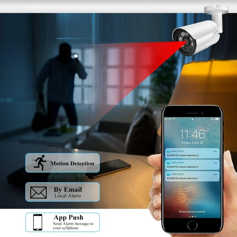 H.265+ IP Camera 4K 8MP Audio Metal Outdoor IP66 CCTV Camera Motion Detection - Image 3 of 4