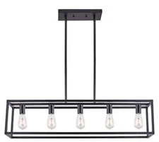 Sivilynus 5 Lights Island Lighting Black Dining Room Chandelier