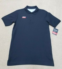 NWT-Boy's Chaps Short Sleeve Navy Blue Stretch Polo Shirt, Large 14-16