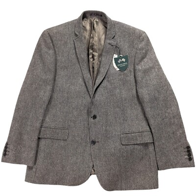 Racing green herringbone Tweed Jacket Mens Uk 44in /Eut 54 short