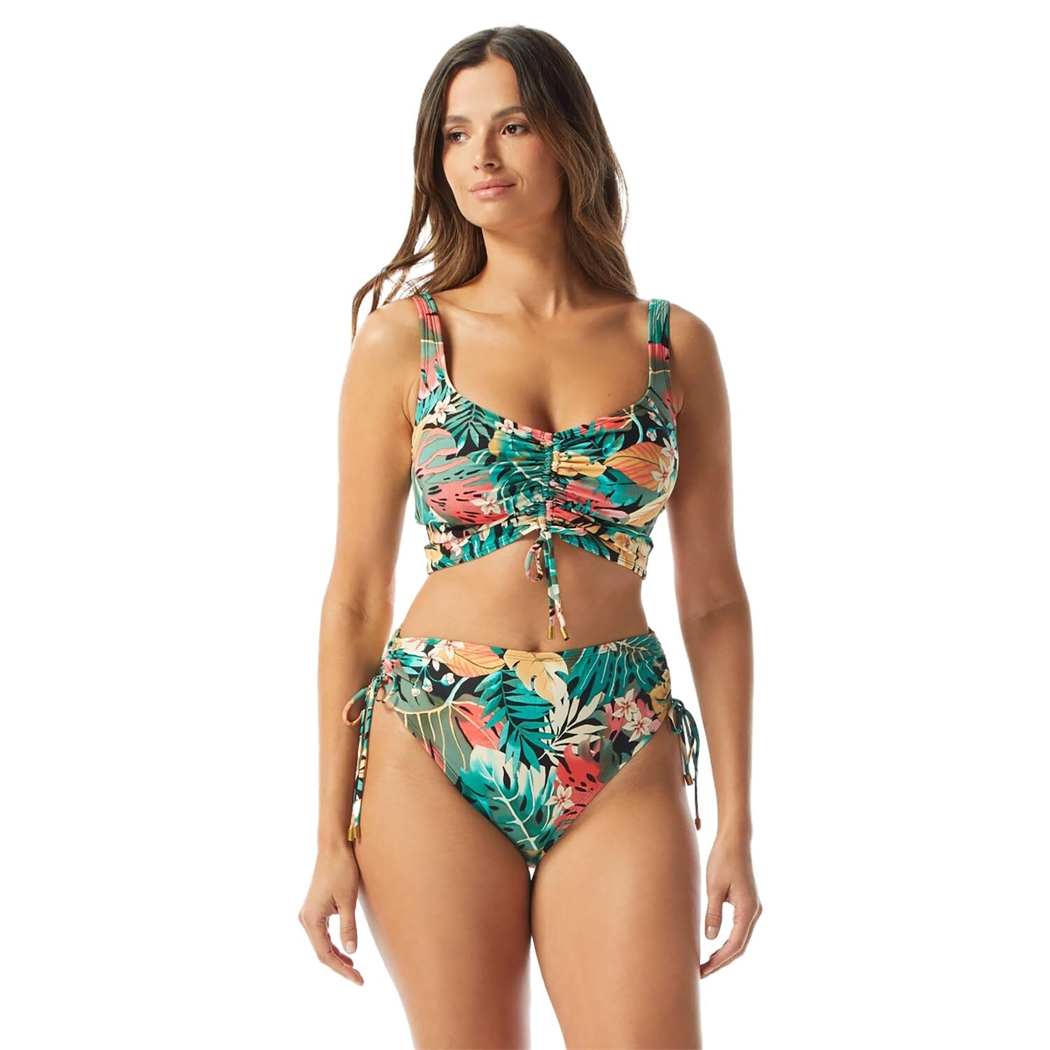 COCO REEF Passion Flower Shirred High-Waist Bottoms Cast/Black SM