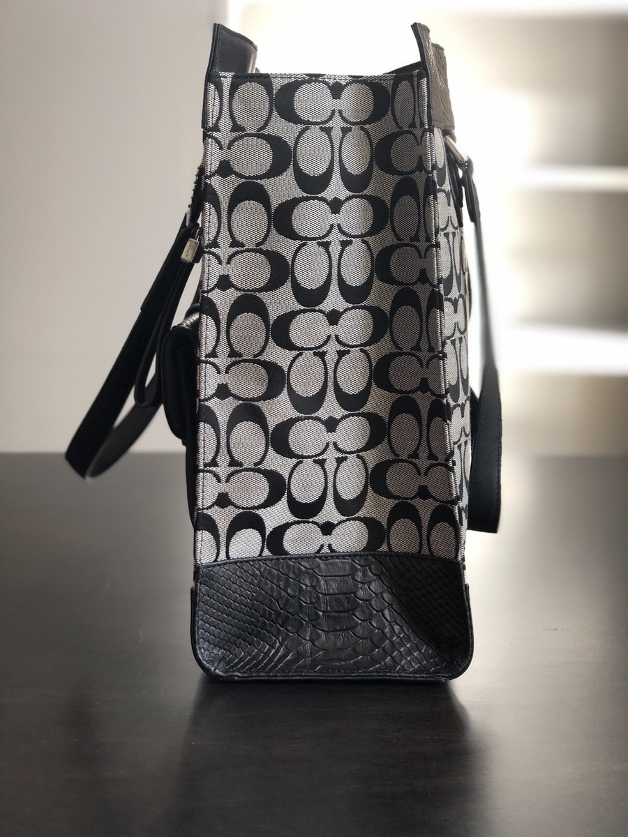 NEW Coach Charlie Signature Python Tote Style / Black White