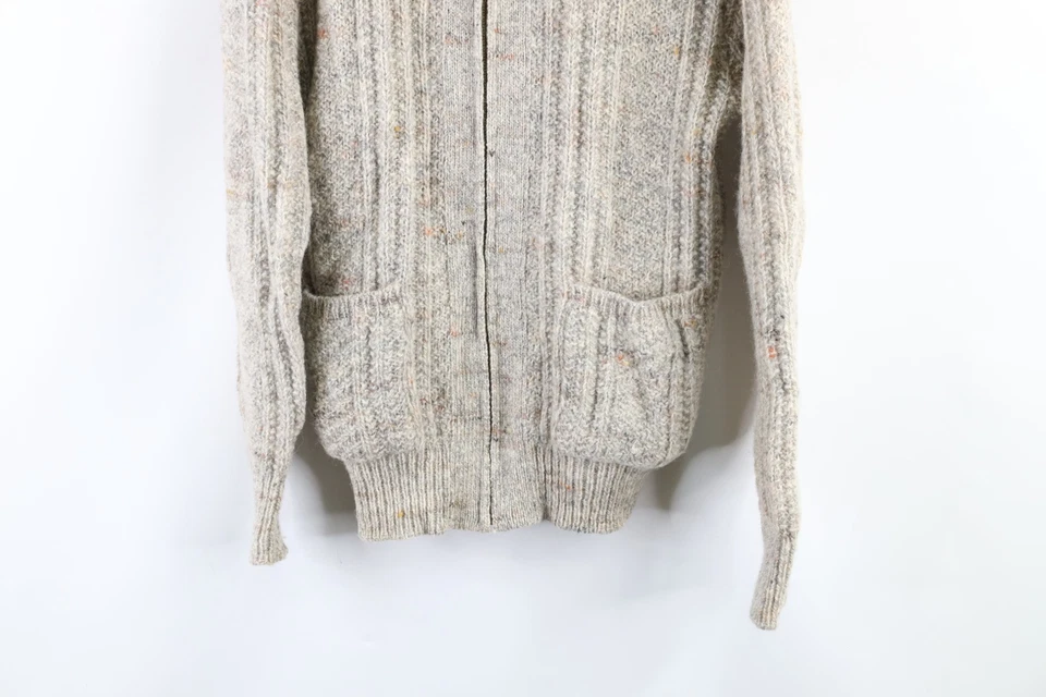 Vintage 70s Pendleton Mens L Chunky Wool Ribbed Knit Shawl Cardigan Sweater USA - Image 3 of 4