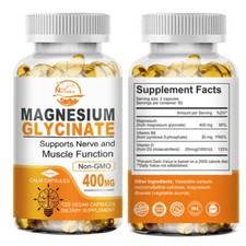 Magnesium Glycinate 400mg-120 Capsules For Sleep,Stress Relief Support Bone