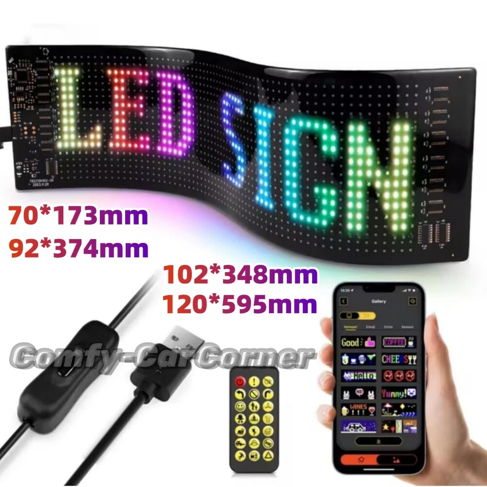 Programmable LED Scrolling Sign Display RGB DIY Text For Shop Window App Control