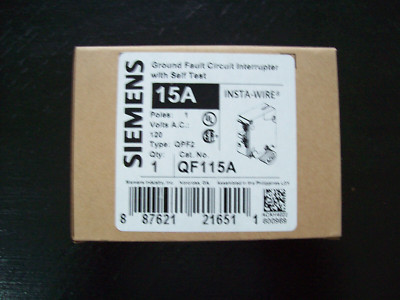 Siemens QF115A Ground Fault Circuit Breaker 15 A 120V 1 Pole 