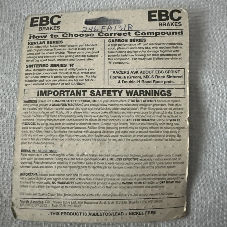 Pastillas de freno sinterizadas de larga duración serie EBC R FA131R Foto 2 de 2