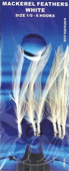 WSB 6 X 1/0 Hook Silver Shrimp Feather Rigs For Sea Fishing - Boat & Beach Mackerel Rigs