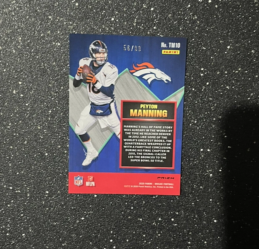 2020 Panini Mosaic Touchdown Masters Reactive Blue /99 Peyton Manning #TM10 HOF - Image 2 of 2