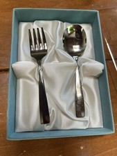 Vintage Oneidacraft deluxe Stainless Accent 2 piece Baby set Spoon and Fork