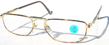 Vintage 90's Rectangle Metal Half Frame Reading Glasses 3.75 Gold/Tort 