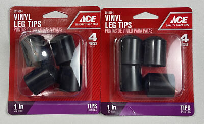 1  Black Vinyl Leg Tips Lot - 8 Tips (2 Packs Of 4)