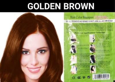 5 PCS GOLDEN BROWN HEBAL TYPE  HAIR DYE SHAMPOO-COLOR GRAY HAIR IN MINUTES