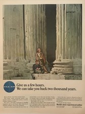 1967 vintage Pan American print ad. We Can Take You Back Two Thousand Years
