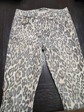 7 Seven For All Mankind Skinny Ankle Jeans Cheetah Leopard Print Size 26x28