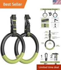 Gymnastic Rings with Adjustable Straps, Non-Slip Pull Up Rings with Straps, 1...
