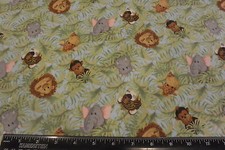 Jungle Baby Tropical Leaves Baby Jungle Faces Cotton FLANNEL Fabric 2.91 Yd L
