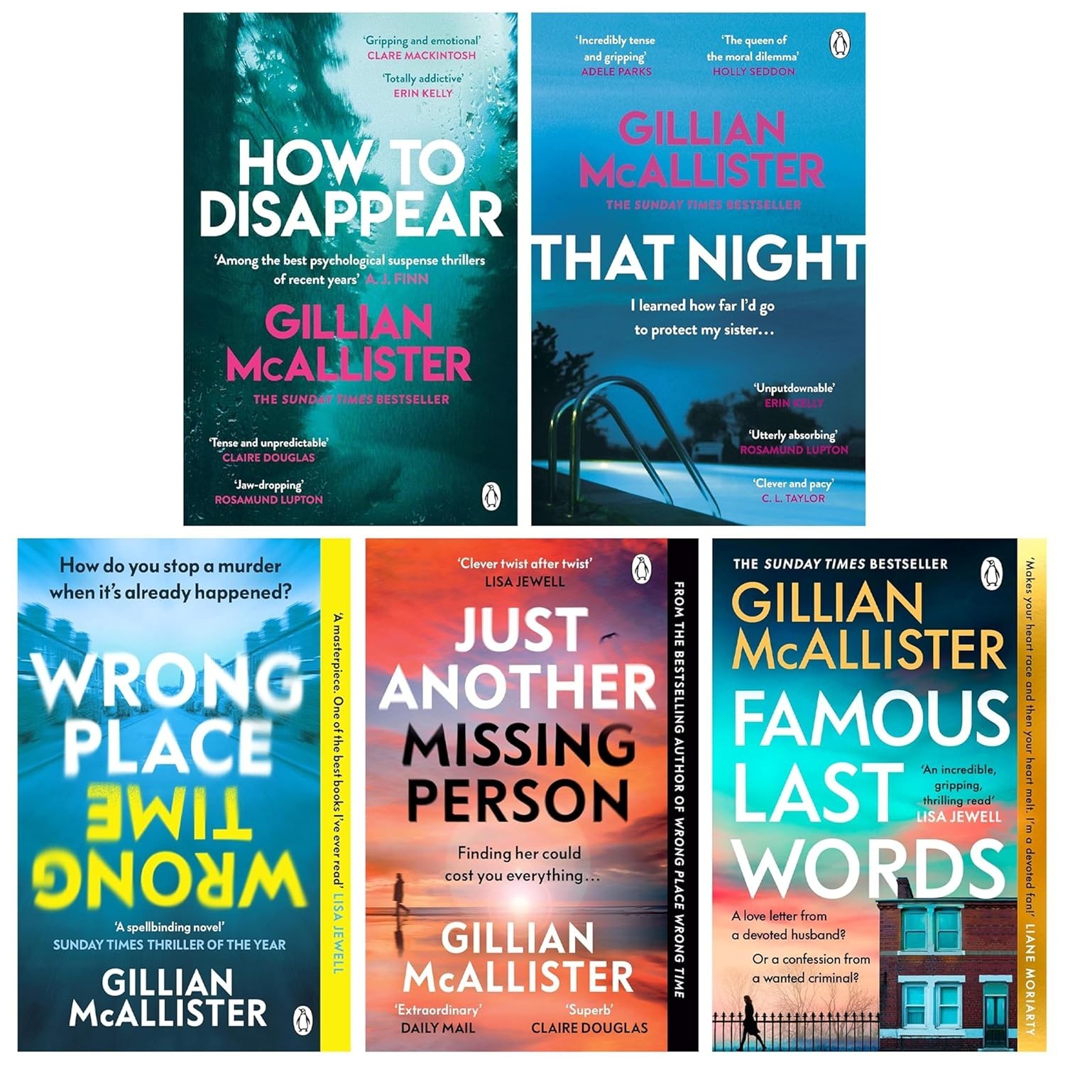 Gillian McAllister Collection 5 Books Set How to Disappear, Famous Last Words